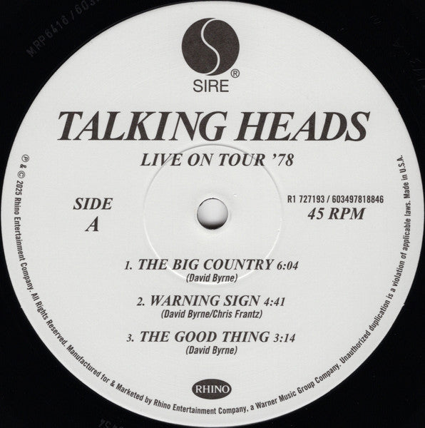 Talking Heads – Live On Tour '78