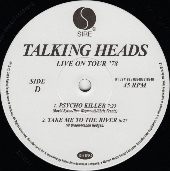 Talking Heads – Live On Tour '78