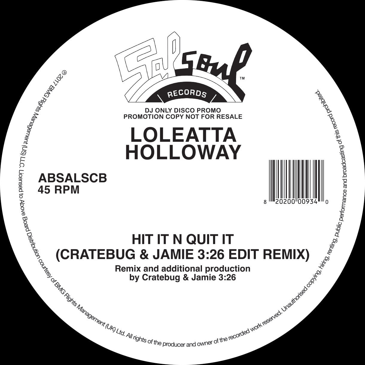 LOLEATTA HOLLOWAY / HIT IT N QUIT IT (JAMIE 3:26 & CRATEBUG EDIT)