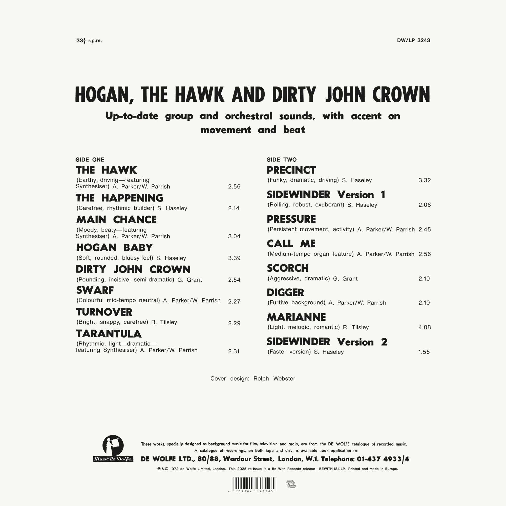 Various (Alan Hawkshaw, Alan Parker et al) - Hogan, The Hawk And Dirty John Crown