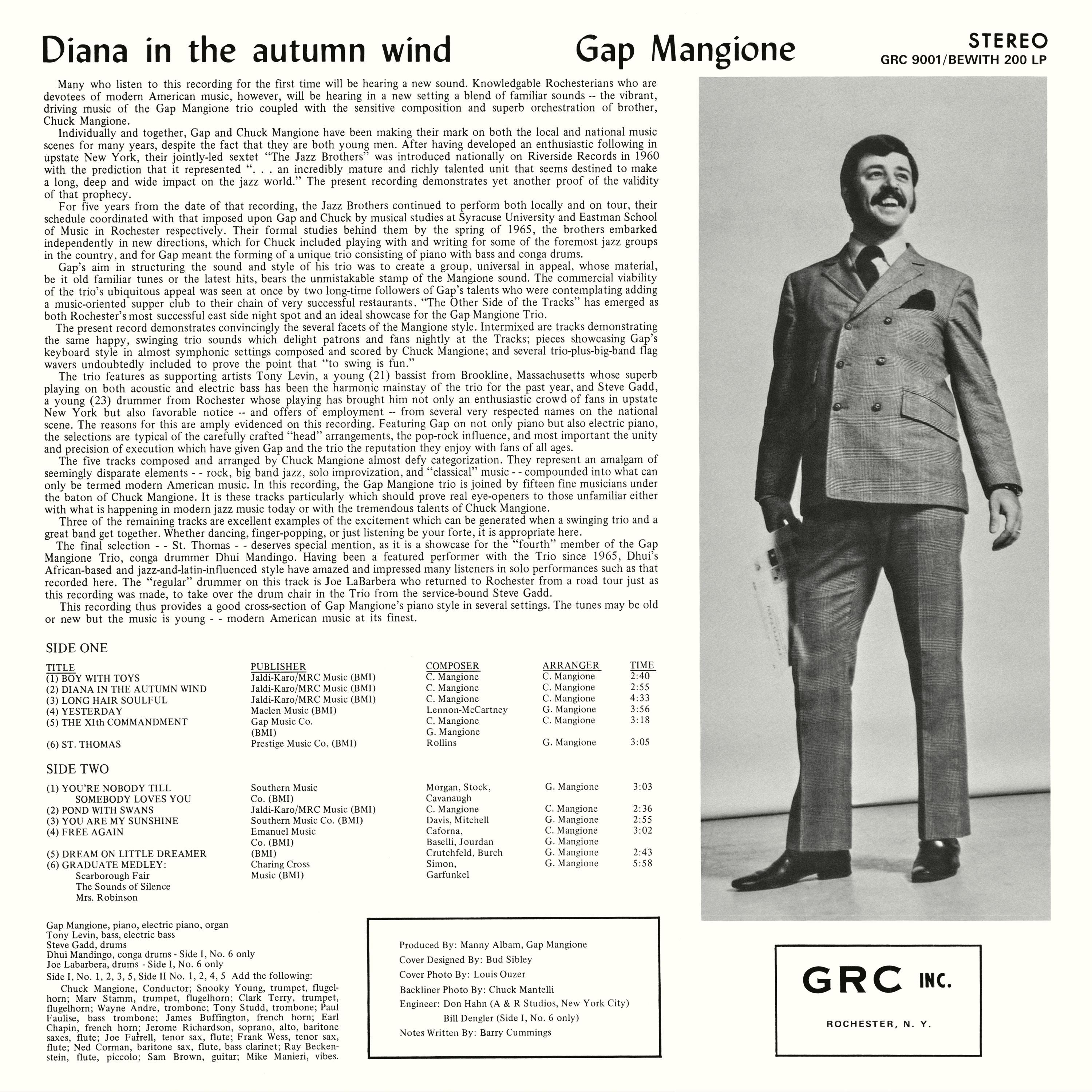 Gap Mangione - Diana In The Autumn Wind【近日入荷予定】