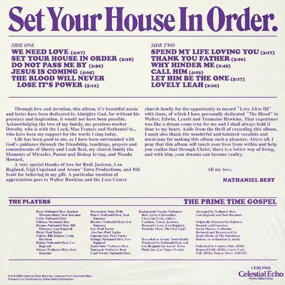 Nathaniel Best – Set Your House In Order.【近日入荷予定】