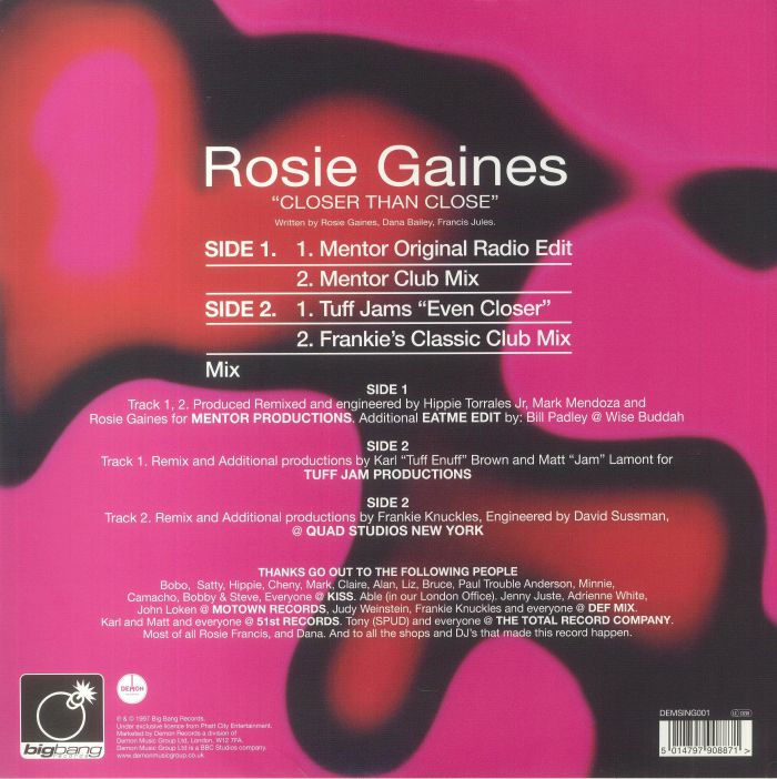 Rosie Gaines – Closer Than Close (Frankie Knuckles / Tuff Jam Remixes)