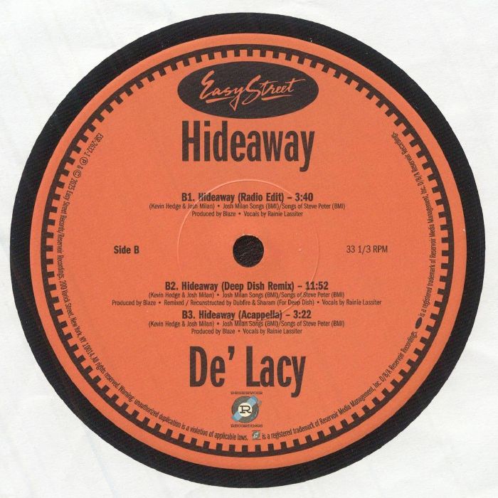 De'Lacy – Hideaway【近日入荷予定】