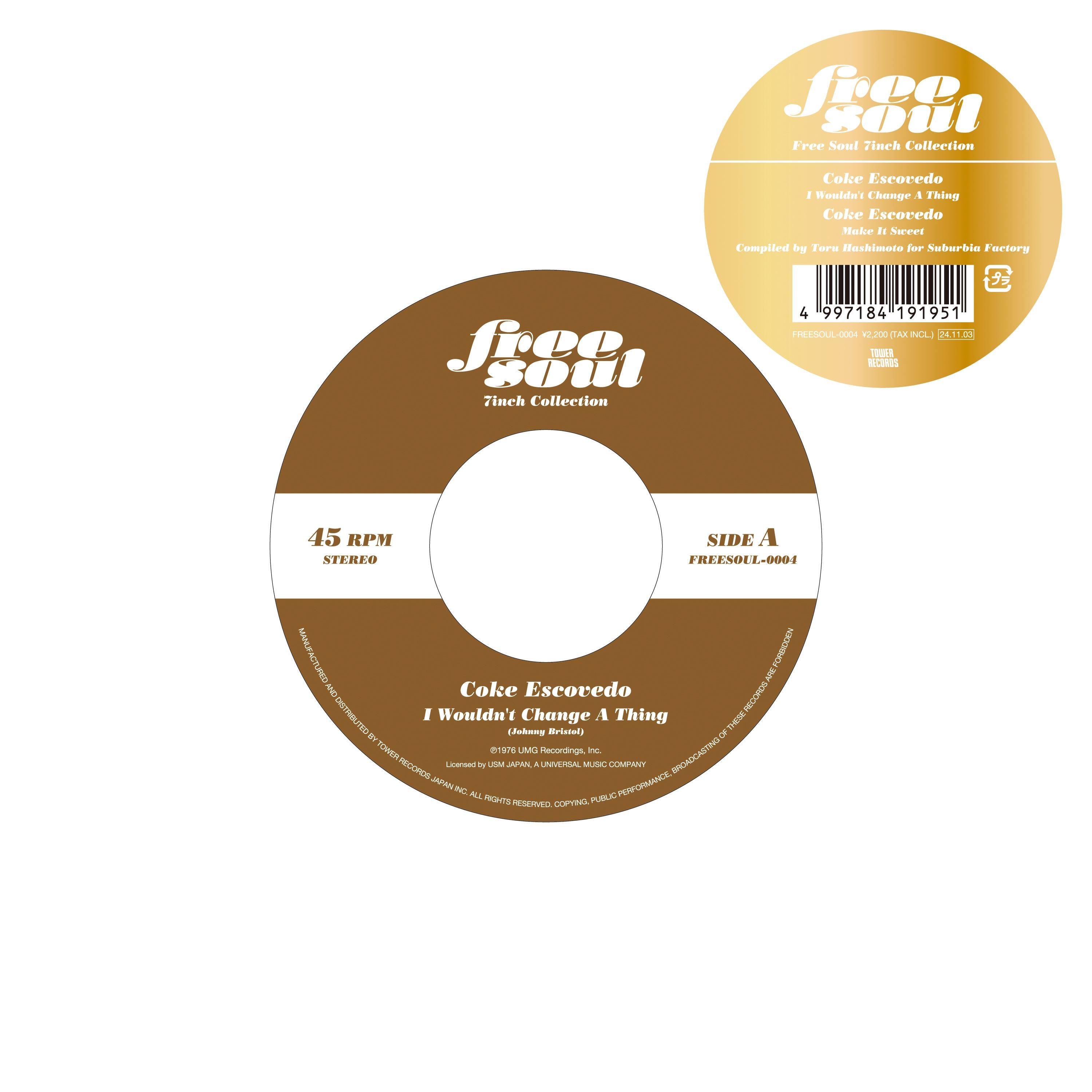 Coke Escovedo - I Wouldn't Change A Thing / Make it Sweet【「レコードの日」限定盤】