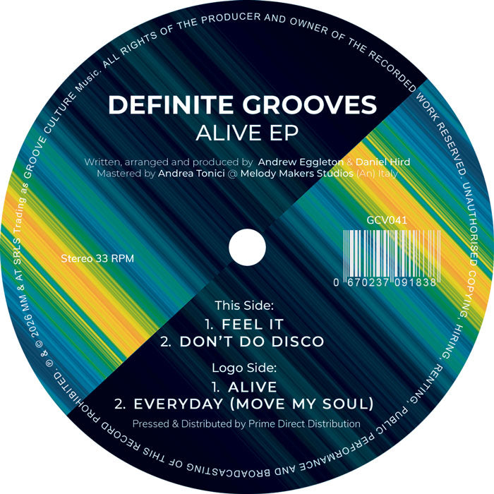 Definite Grooves - Alive EP【近日入荷予定】