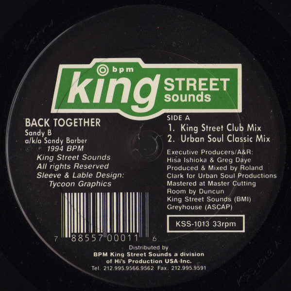 Sandy B a/k/a Sandy Barber – Back Together (USED)