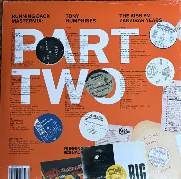 Various, Tony Humphries – Running Back Mastermix: Kiss FM Zanzibar Years Part Two【近日入荷予定】
