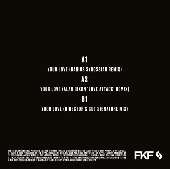 Frankie Knuckles Pres. Director's Cut Featuring Jamie Principle - Your Love【近日入荷予定】