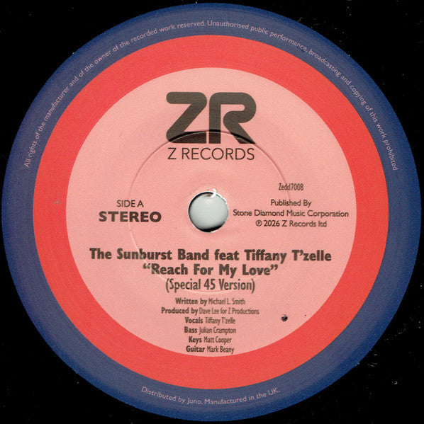 The Sunburst Band Feat Tiffany T'zelle / Queen B Unlimited – Reach For My Love / 27 Sided【近日入荷予定】
