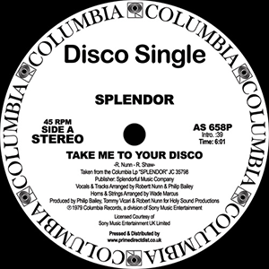 SPLENDOR / TAKE ME TO YOUR DISCO / SPECIAL LADY