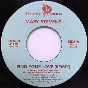 MARY STEVENS / FIND YOUR LOVE - BOYD JARVIS & TIMMY REGISFORD REMIX (7 inch)
