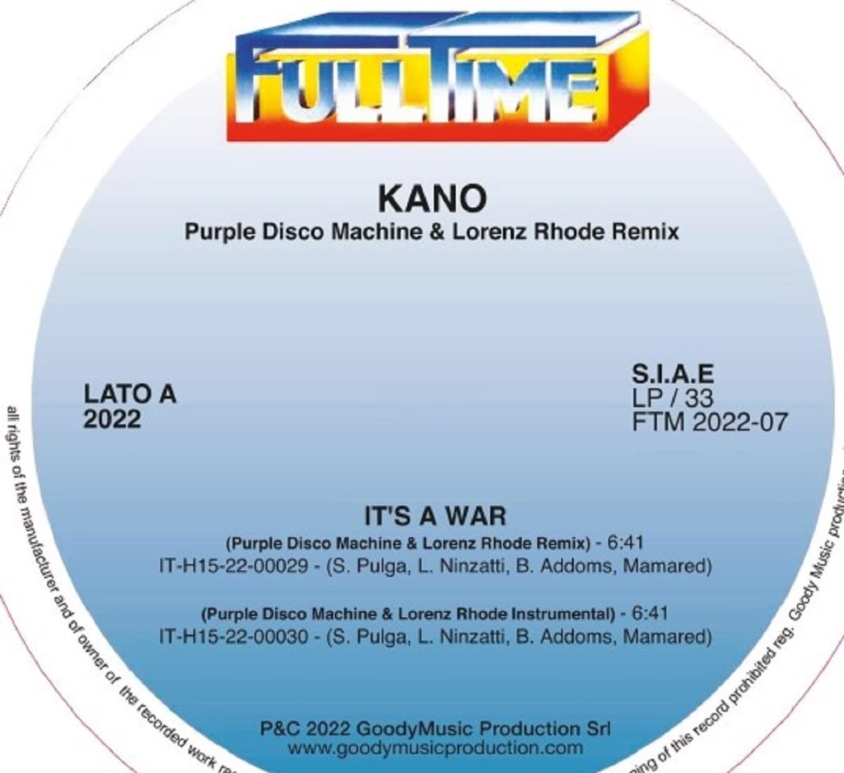 KANO / IT'S A WAR (PURPLE DISCO MACHINE & LORENZ RHODE REMIX)