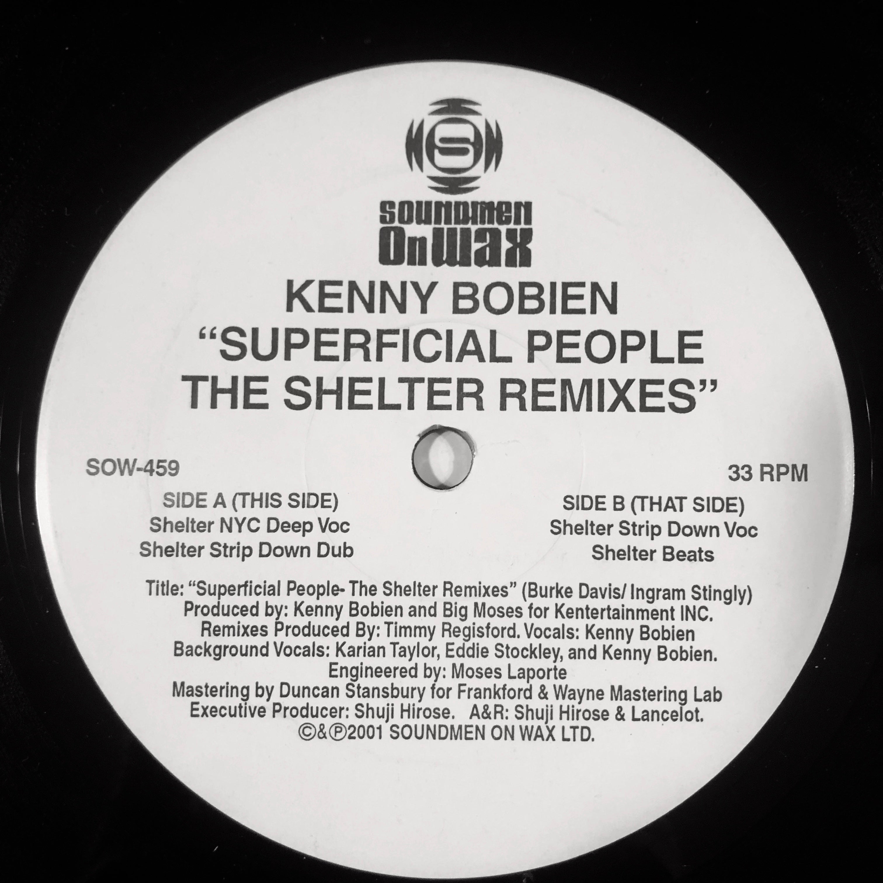 KENNY BOBIEN / SUPERFICIAL PEOPLE (THE SHELTER REMIXES) (USED)