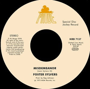 Foster Sylvers – Misdemeanor / When I'm Near You