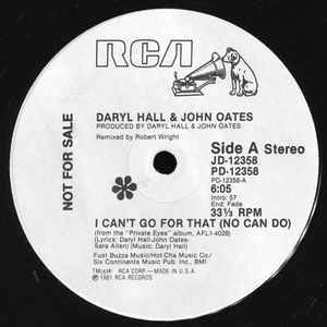 DARYL HALL&JOHN OATES / I CAN'T GO FOR THAT (PROMO / USED)