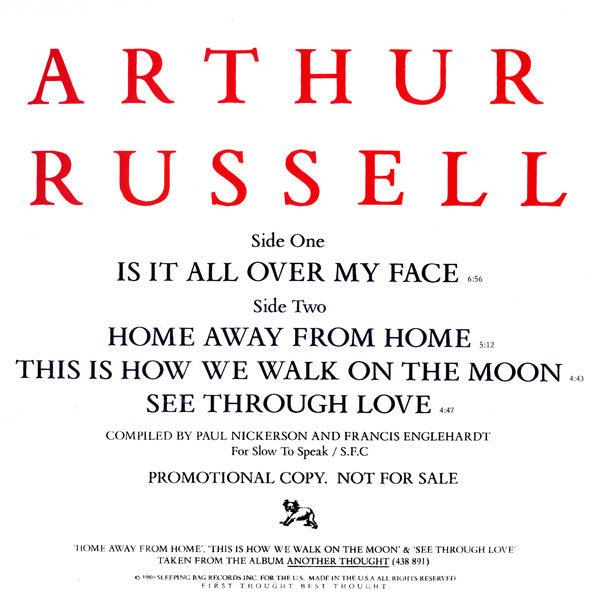 Arthur Russell – Is It All Over My Face