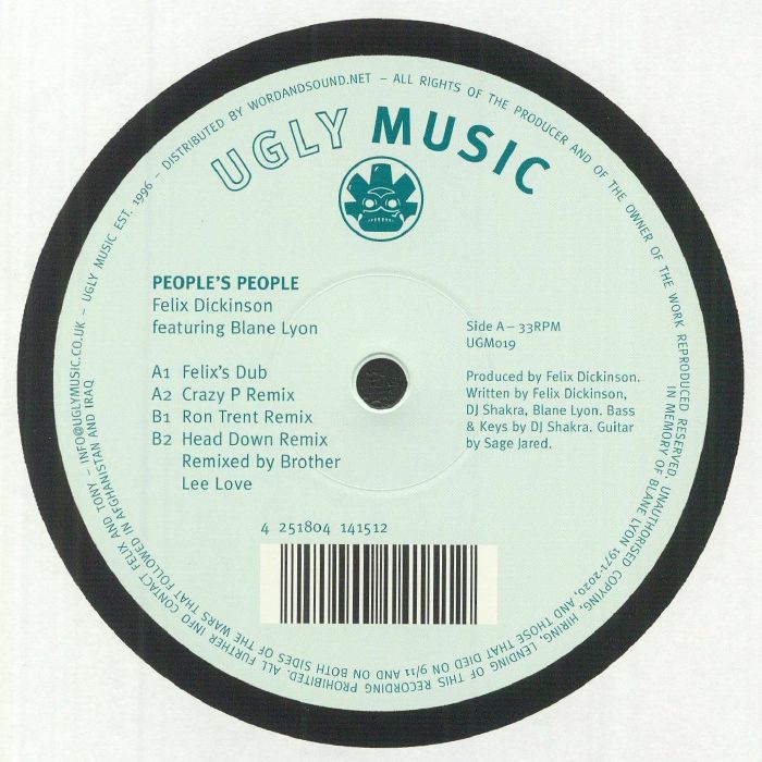 FELIX DICKINSON featuring BLANE LYON / PEOPLE'S PEOPLE (w / CRAZY P, RON TRENT remixes)