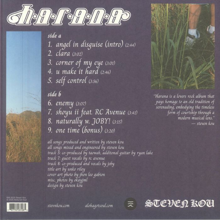 Steven Kou - Harana【近日入荷予定】