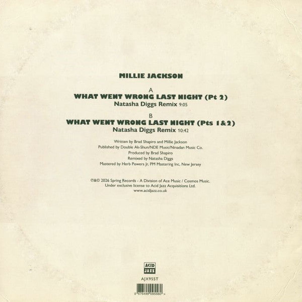 Millie Jackson – What Went Wrong Last Night (Natasha Diggs Remixes)【近日入荷予定】