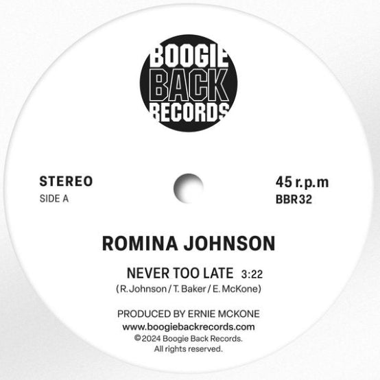 Romina Johnson - Never Too Late / The Two of Us【近日入荷予定】