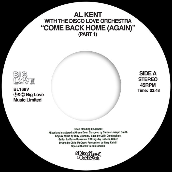 Al Kent with The Disco Love Orchestra - Come Back Home (Again)【近日入荷予定】