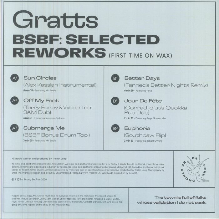 Gratts – BSBF: Selected Reworks (Alex Kassian, Terry Farley & Wade Teo, Fennec, Conrad Idjut, Southpaw)【近日入荷予定】