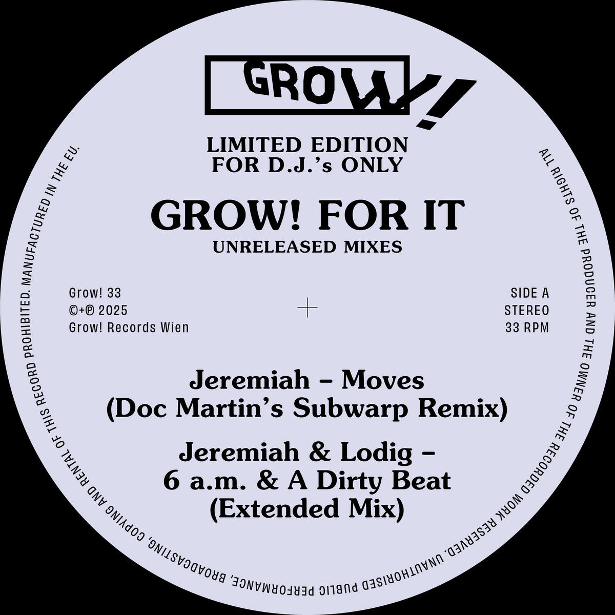 Various – Grow! For It - Unreleased Mixes【近日入荷予定】
