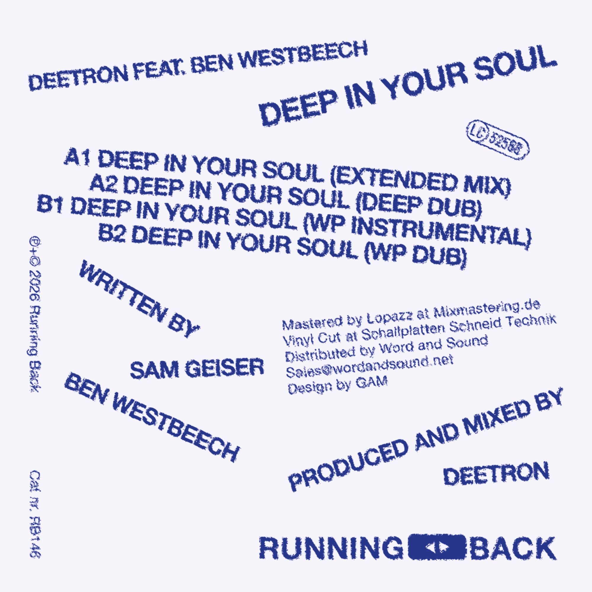 Deetron ft Ben Westbeech - Deep In Your Soul【近日入荷予定】
