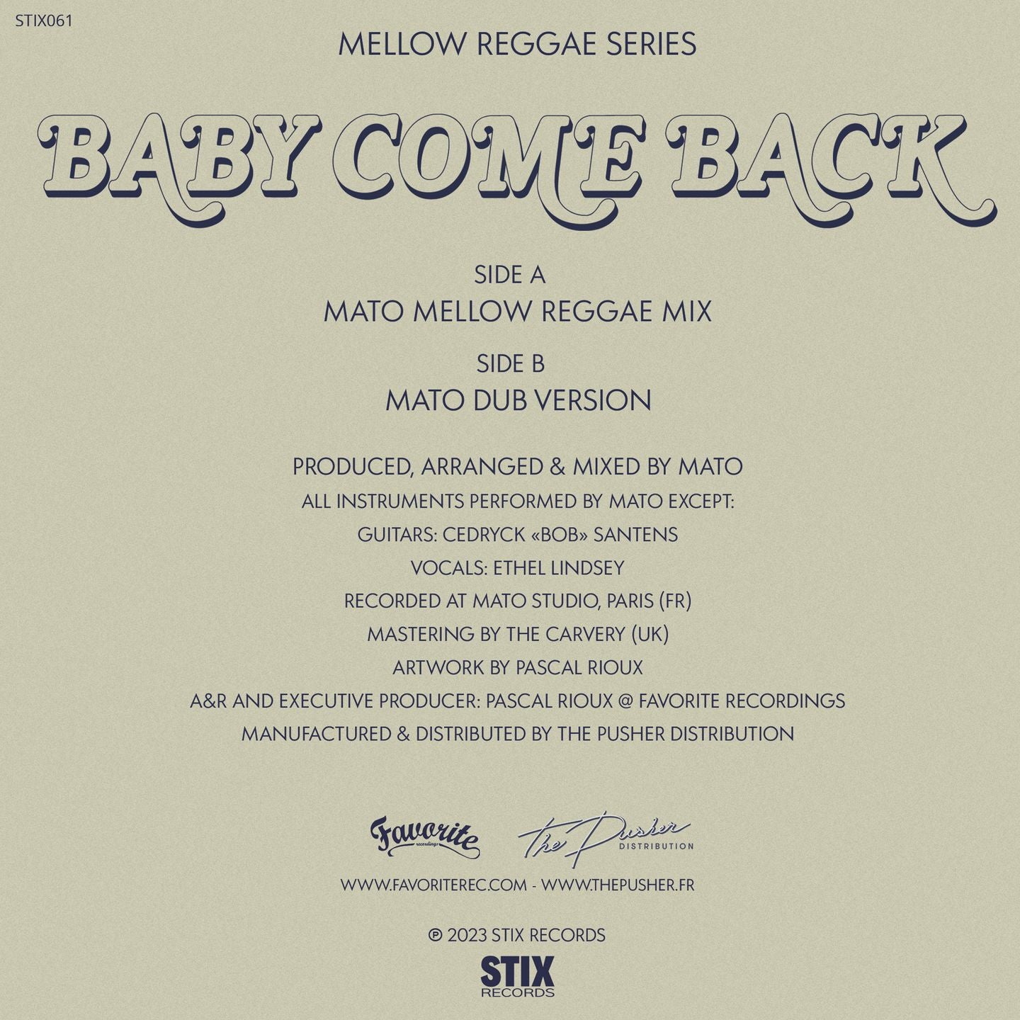Mato Feat. Ethel Lindsey – Baby Come Back