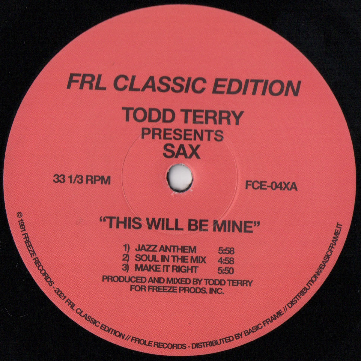 TODD TERRY PRESENTS SAX / THIS WILL BE MINE PART.1
