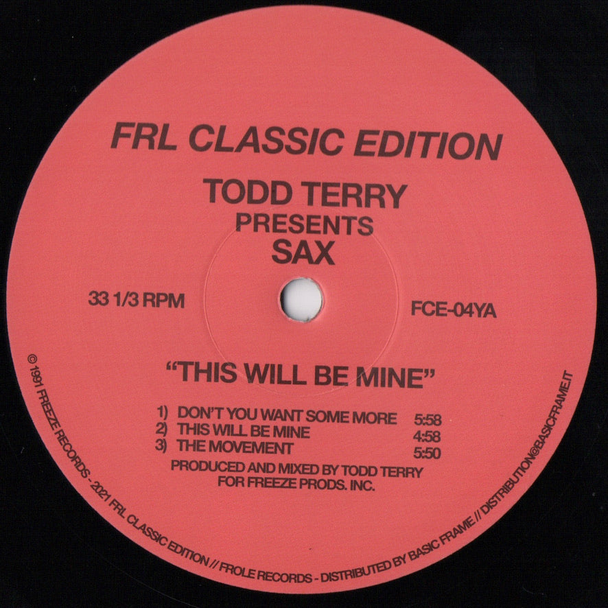 TODD TERRY PRESENTS SAX / THIS WILL BE MINE PART.2